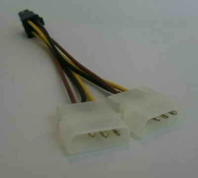 8x Strom-Adapterkabel 2x4-Pin Molex auf 1x6-pol. PCI f. Grafikkarten