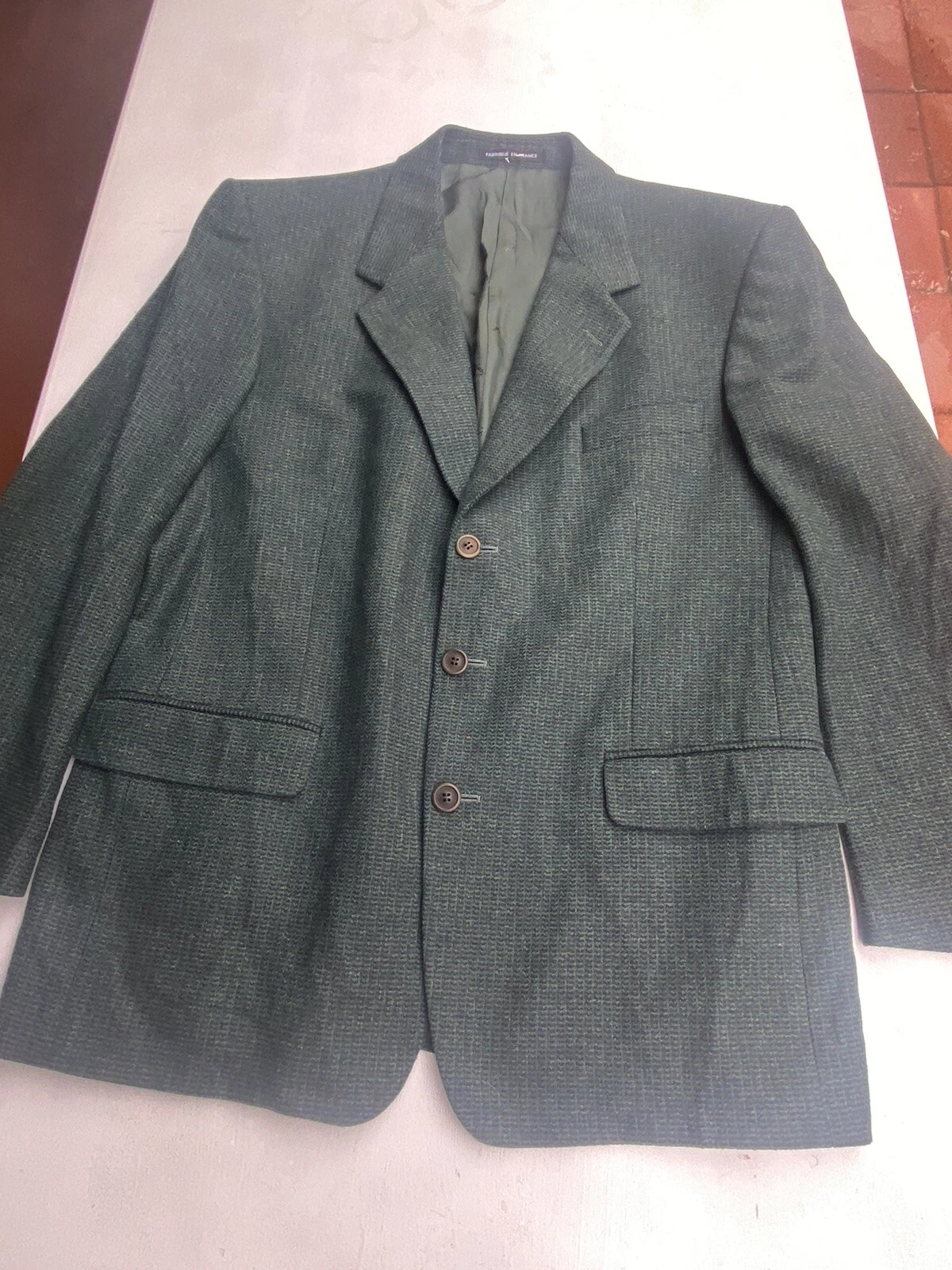 SAINT LAURENT (YSL) Cappotto sportivo uomo vintage Yves Saint Laurent lana cashmere tre bottoni tweed EU 52