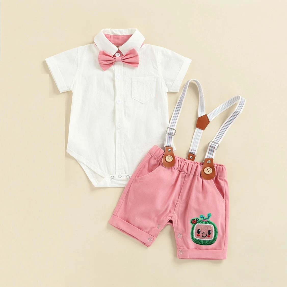 Boy 1st 2nd Birthday Coco Melon Outfit Watermelon Bodysuit Suspenders  Clothes