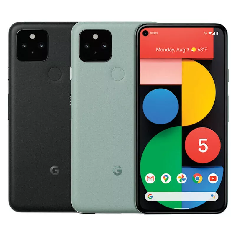 Google Pixel 5 - 128GB GD1YQ - Black and Green - (Factory Unlocked) - Good