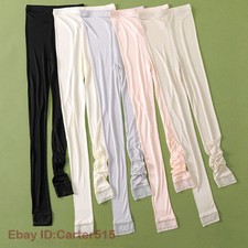 Women Knitted Silk Thermal Pants Leggings Underwear Silk Lace Long Johns Trouser