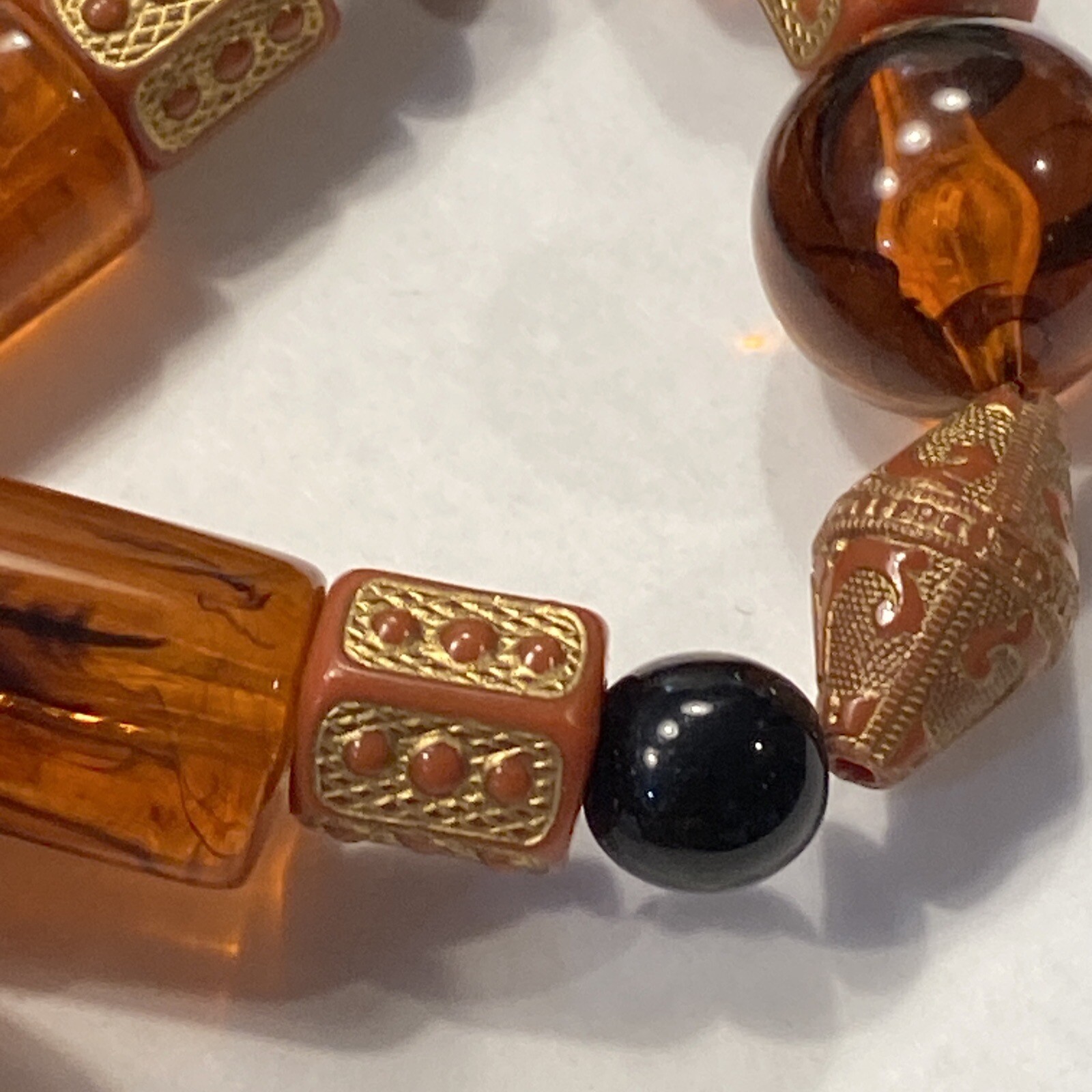 EXOTIC COMPOSITION GOLD PATTERN BEADS TORTOISESHE… - image 9