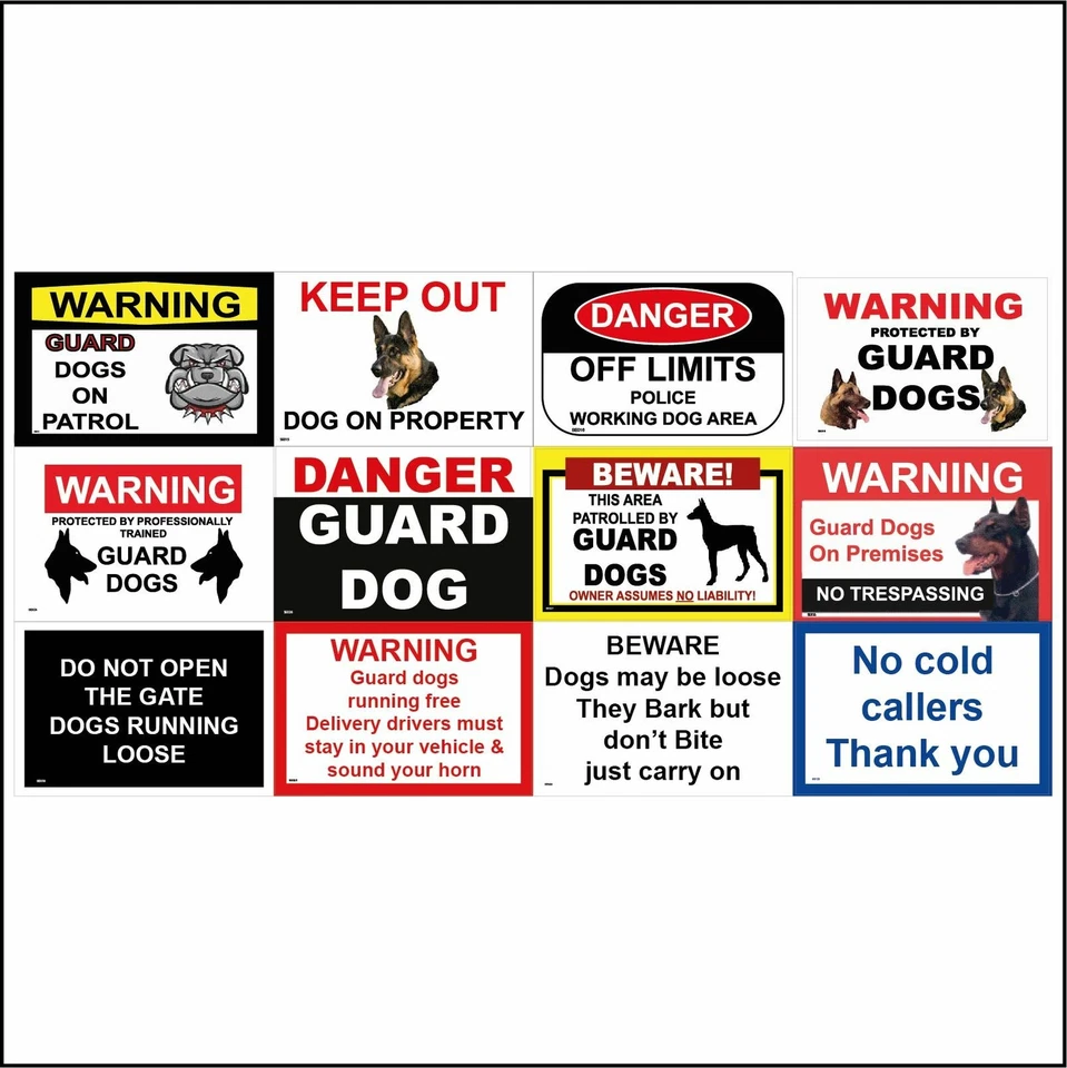 PWDIRECT Warning Security Signs Guard Dogs Premises Property Site Protection Area GBL298