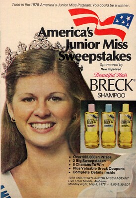 1978 PRINT AD ~ AMERICA'S JUNIOR MISS BEAUTY PAGEANT SWEEPSTAKES BRECK SHAMPOO