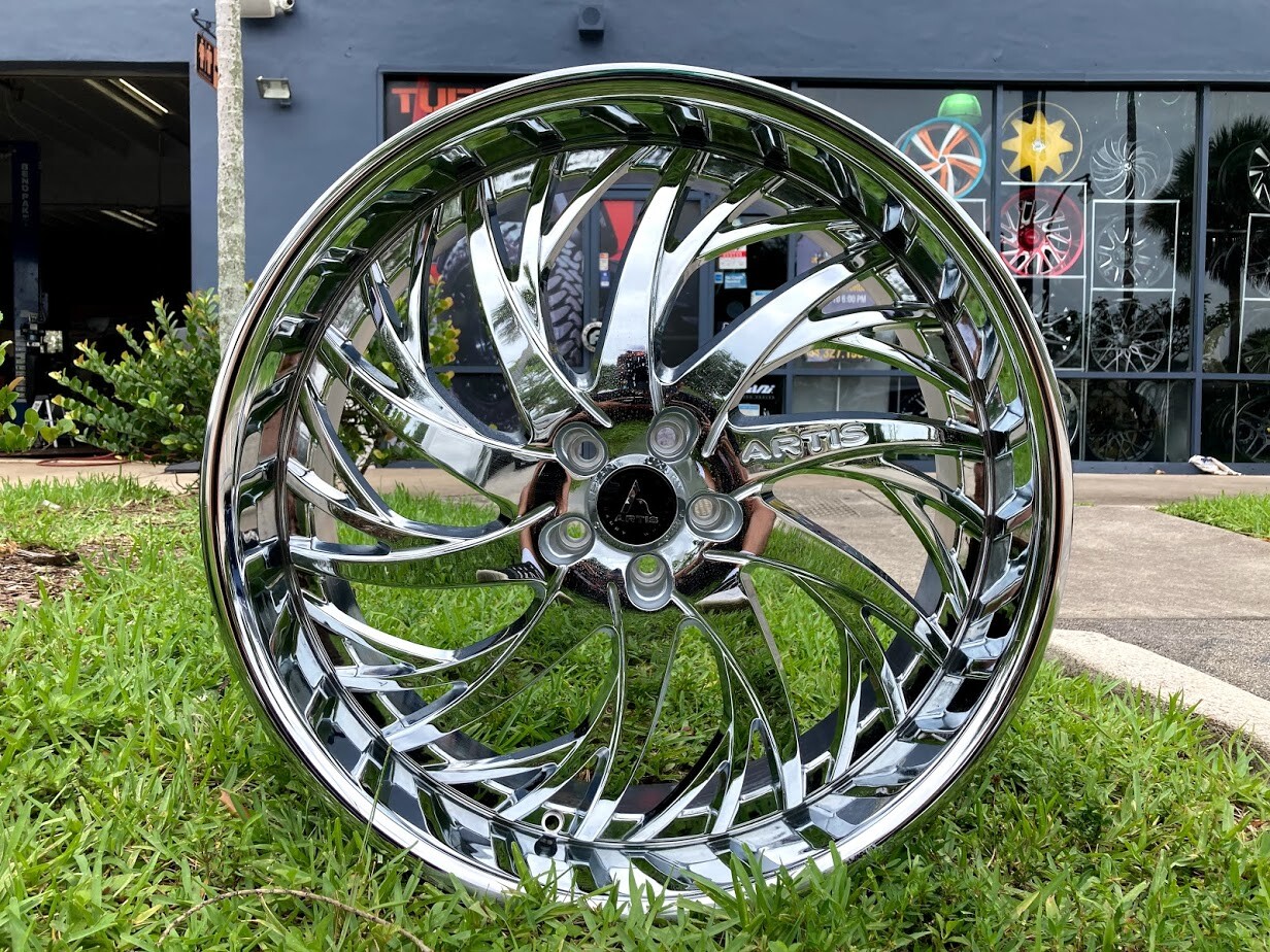 24"ARTIS DECATUR CHROME WHEELS AND TIRES DEAL 5x115 24x9 HIGH OFFSET