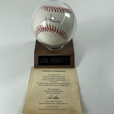 Jim Abbott Signed American League MLB Baseball Autograph Auto With Stand COA