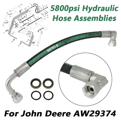 #ad #ad For John Deere AW29374 Tractor Loader 5800psi Hydraulic Hose 90 Degree Fittings $25.18