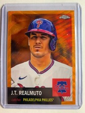 2023 Topps Chrome Platinum Anniversary JT Realmuto Orange Wave Refractor #D /25