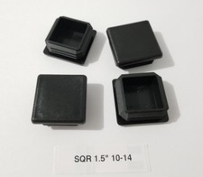  4 Square 1-1/2" 1.5" 10-14 Ga Black Tubing Tube End Plugs Plastic Insert Caps