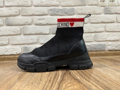 Love Moschino Women's FABRIC SOCK ANKLE BOOT High Hi-Top