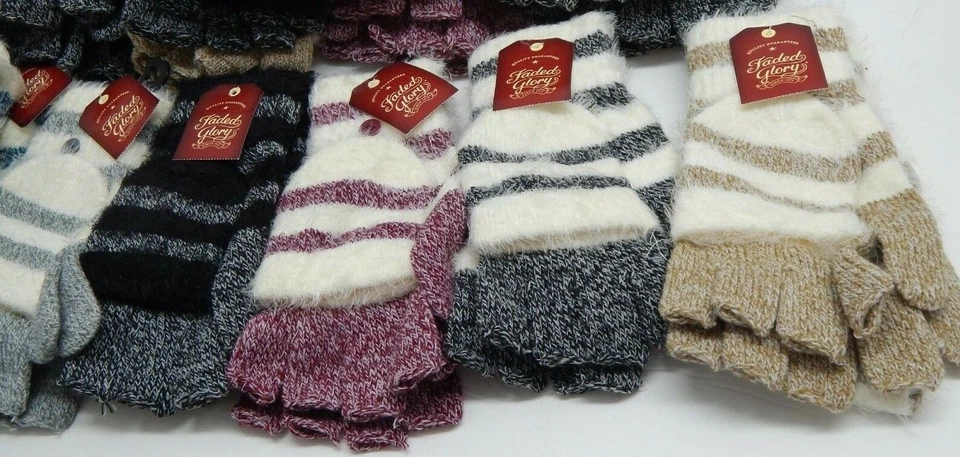 Lote de 20 guantes difusos a rayas Faded Glory para mujer colores surtidos Foto 2 de 4
