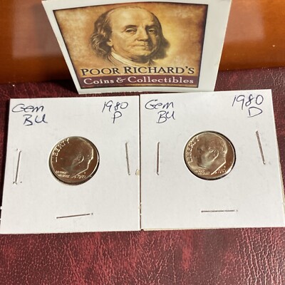 1980 PD Roosevelt Dimes. Free Shipping! D1233