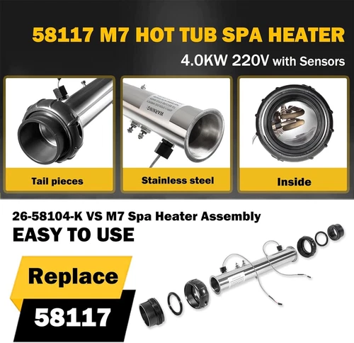 58117 M-7 Spa Heater Assembly Replacement for Balboa 26-58104-K VS 4.0KW 240V - Picture 4 of 11