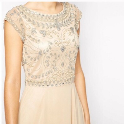 ASOS Frock and Frill Maxi Dress Embellished Top with Long Dress Keyhole  Backing