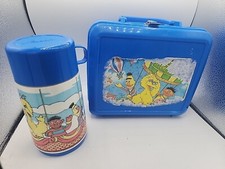 Vintage 1980s Aladdin Sesame Street Big Bird Kids Lunchbox Lunch Box w/ Thermos