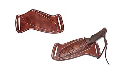 Tourbon Leather Engraved Pancake Fixed Blade Knife Sheath Belt