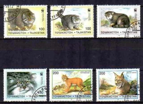 Tajikistan Feline Animals 1996 (53) Yvert No. 86 To 91 Canceled