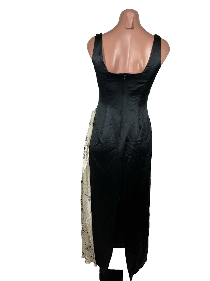 Vintage Mike Benet Prom Formal Dress Black Satin Draped Ruched 90s y2k - Image 2 of 4