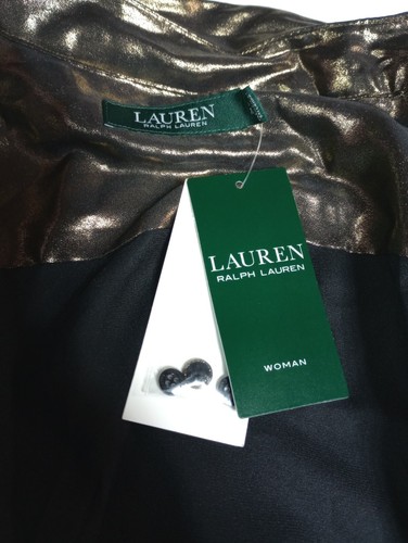 Ralph Lauren Metallic Gold Shirt Women's Size 1X Button Up Long Sleeve Rare NEW - Picture 10 of 17