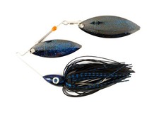 Nichols Lures Pulsator Metal Flake Double Willow Spinnerbait, Black/Blue, 3/4