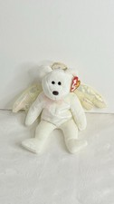 Retired 1998 TY HALO the Angel Bear Beanie Baby Rare White  Iridescent Wings