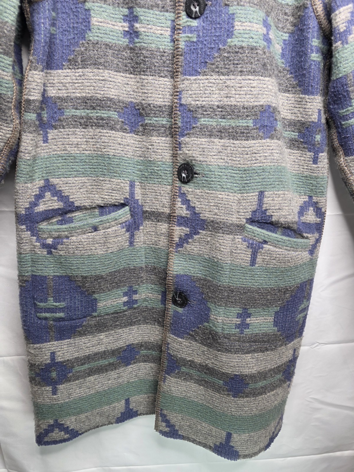 VTG RARE Woolrich Reversible Hooded Coat Women’s Small Southwestern Aztec Wool image 6