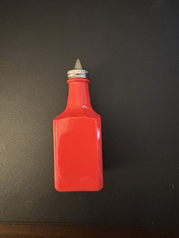Gemco Pantry Pops Red Glass Oil Vinegar Bottle Stainless Metal Cap Marked