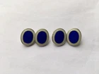 VINTAGE 925 SILVER FRENCH BLUE&IVORY GENTS GUILLOCHE ENAMEL CUFFLINKS