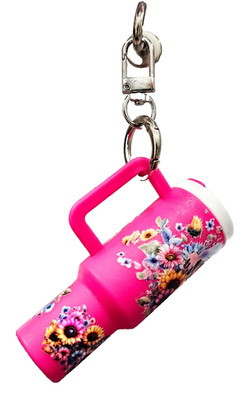 Mini Tumbler Keychains Colorful Floral Animal Cow 3D Cup Charms Accessory Gifts