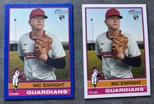 2025 Topps Heritage High Number Nic Enright Rookie Blue Border #562 & Base Card