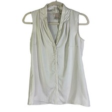 BANANA REPUBLIC Cream White Micro Polka Dot Sleeveless Blouse - XSmall