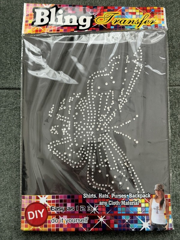 New! Rhinestone Bling Transfer Sparkle Iron On Transfer DIY Butterfly 10” X 6”