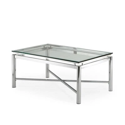 STEVE SILVER COMPANY Nova Chrome Metal and Glass Cocktail Table