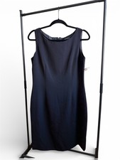 Anne Klein Navy Sleeveless Sheath Dress Women's Size 10P Polyester Woven