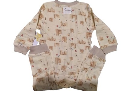 Burt's Bees Baby Organic Cotton Sandcastle Print Long Sleeve Pajama Set Beige 9M