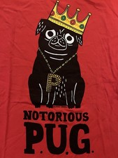 Notorious P.U.G. Red T-Shirt Made in the USA Large L Pug Dog B.I.G. Funny