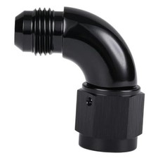 90 Degree Male to Female Swivel Full Flow Fitting Adapter 6AN Black - 90 Degree