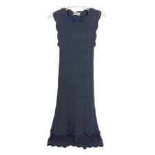 Anthropologie Black Crochet Knit Maxi Dress Sleeveless Midi Length Size Medium
