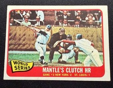MICKEY MANTLE 1965 TOPPS WORLD SERIES MANTLE'S CLUTCH HR #134 EX EX MT YANKEES