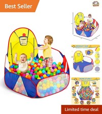 Kids 4 Ft Pop Up Ball Pit Tent - Fun Playhouse with Basketball Hoop for Toddlers