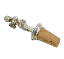 Silver Plated & Cork Classical Form Bottle Stopper Antique c1930 Art Deco