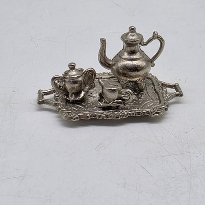 Dollhouse Miniature Metal Coffee Tea Set  Tableware Decor