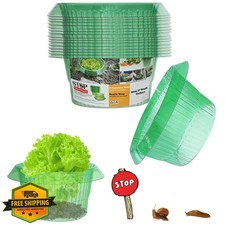 Fshow 15pk Plastic Slug Snail Plant Protection Collars Emerald Green