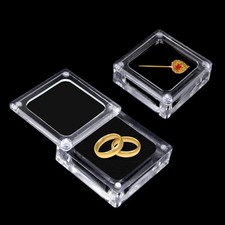 2 Pieces Acrylic Jewelry Box with Lids Clear Gemstone Display Container Sponge