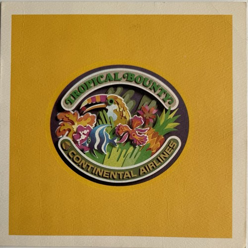 Vintage 1970s Continental Airlines Tropical Bounty Hawaii Menu 7.5"