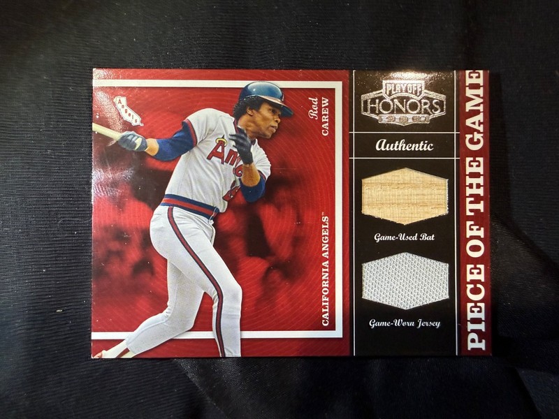 2004 Playoff Honors Rod Carew Piece of the Game Used Bat & Jersey # 82/100 
