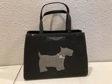 My Flat In London Black Handbag Purse Tote with Gray Scottie Dog Small