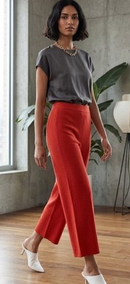 VOYAGE BY MARINA RINALDI  UCRAINA  RUSTY RED  KNITED ANKLE PANTS SIZE M NWT