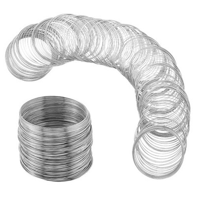 500 Schlaufen Auffädeln Schmuckdraht 22 Stahl Memory Draht Armbänder Bulk Silber8786