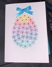 Happy Easter Card Handmade Beautiful Pastel Flower Egg 